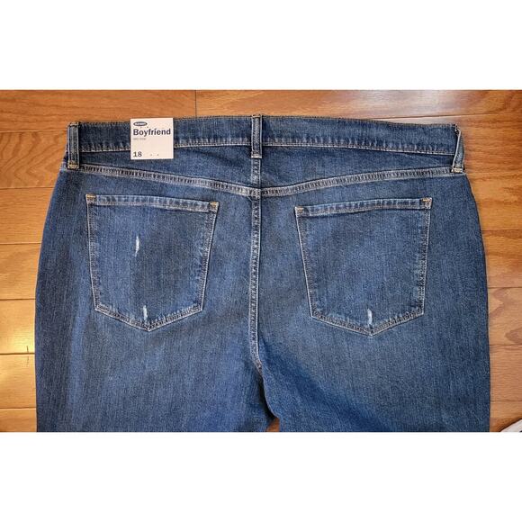 NWT Old Navy Women Jeans Size 18 Cropped Boyfriend Cuffed Distressed Ripped - Picture 13 of 15